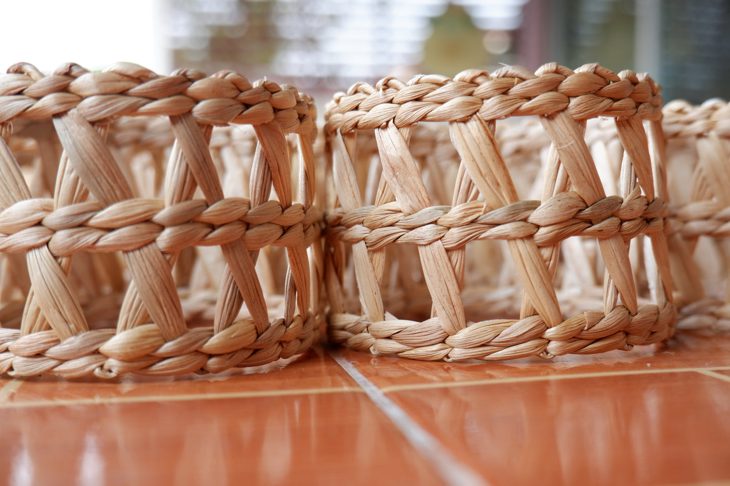 Custom Vintage Woven Wicker Wrapped Glass, Woven Seagrass Coasters (only seagrass wrapped without glass)