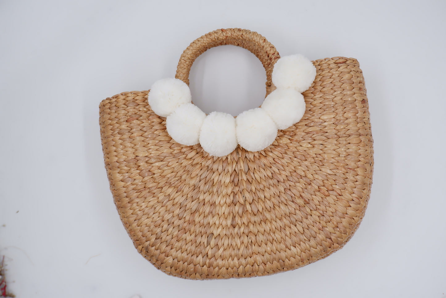 Tropical Bachelorette Straw Beach Bag with white pompom
