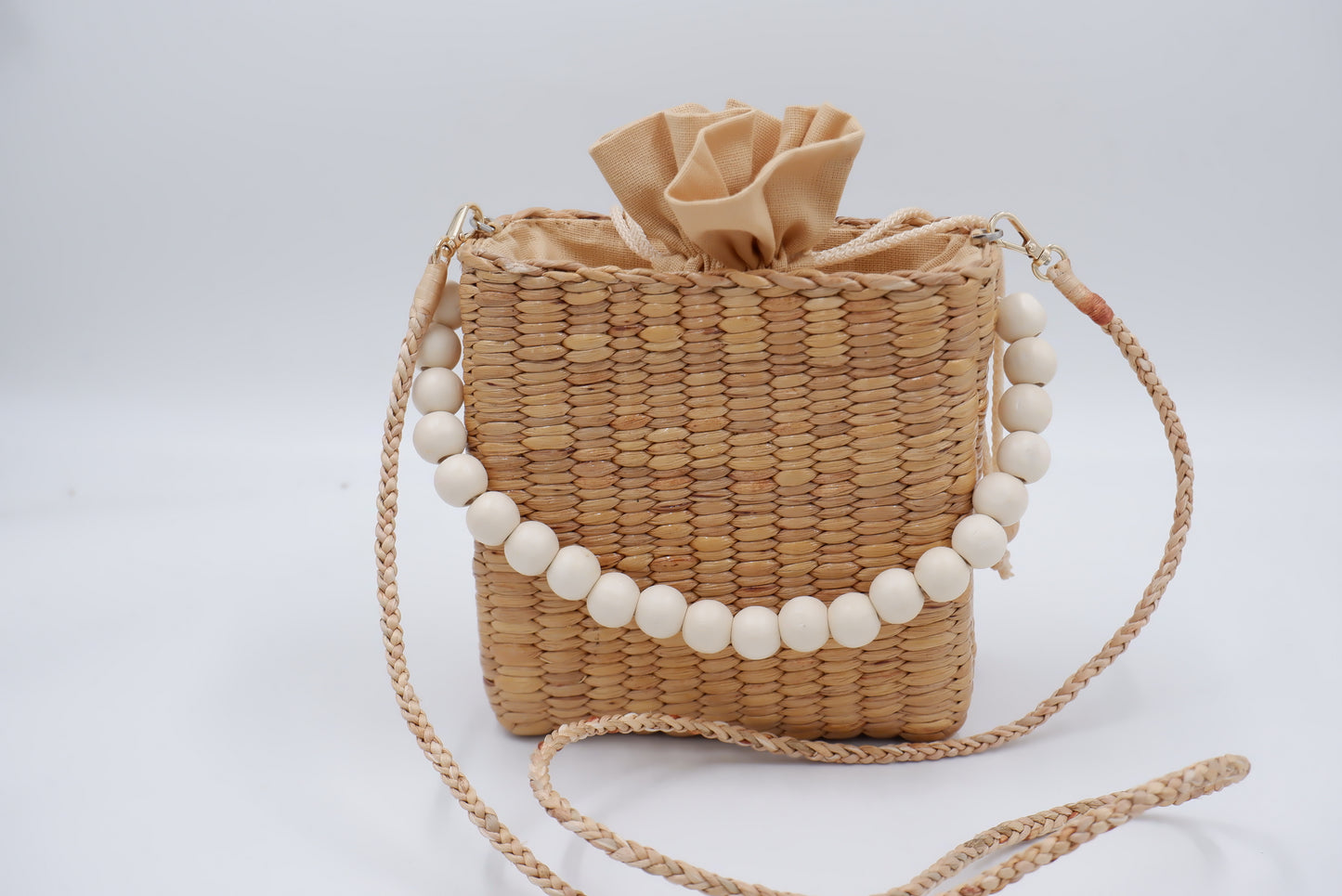 Beaded straw beach bag summer bag