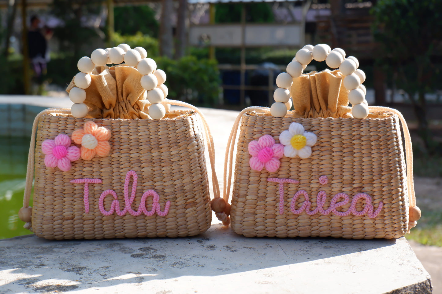 flower girls gift purse for kids straw bag for toddler little girl