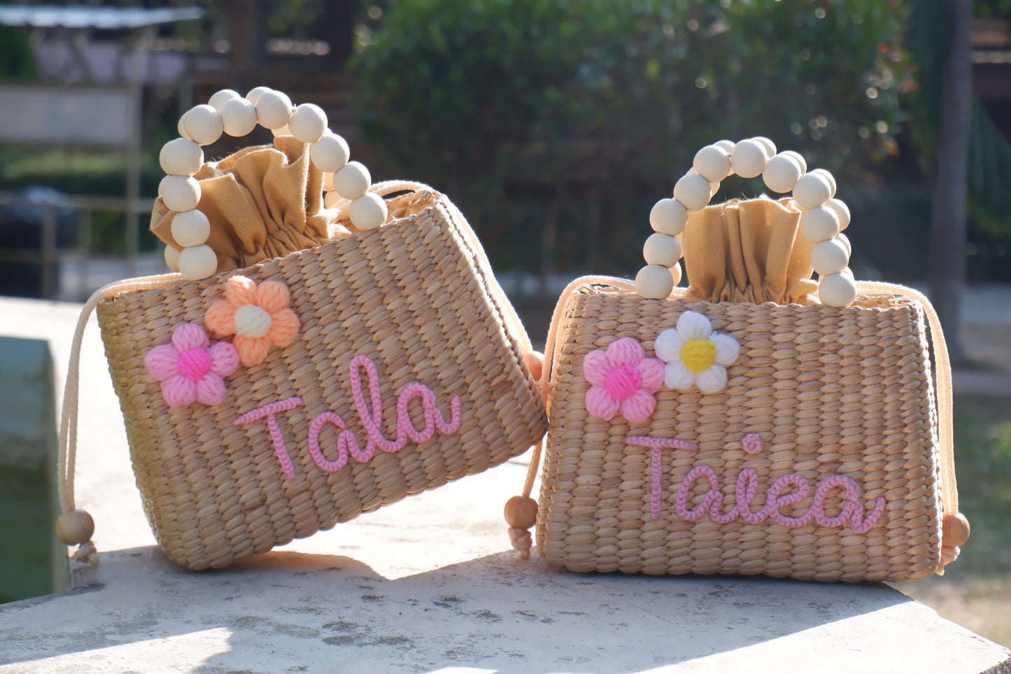 flower girls gift purse for kids straw bag for toddler little girl