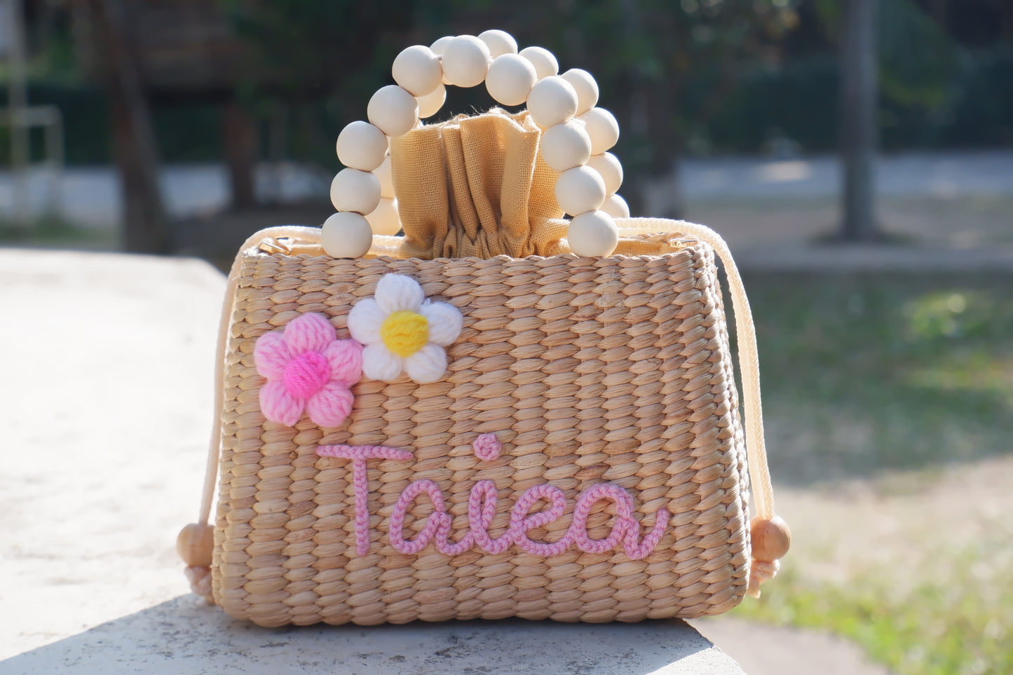 flower girls gift purse for kids straw bag for toddler little girl