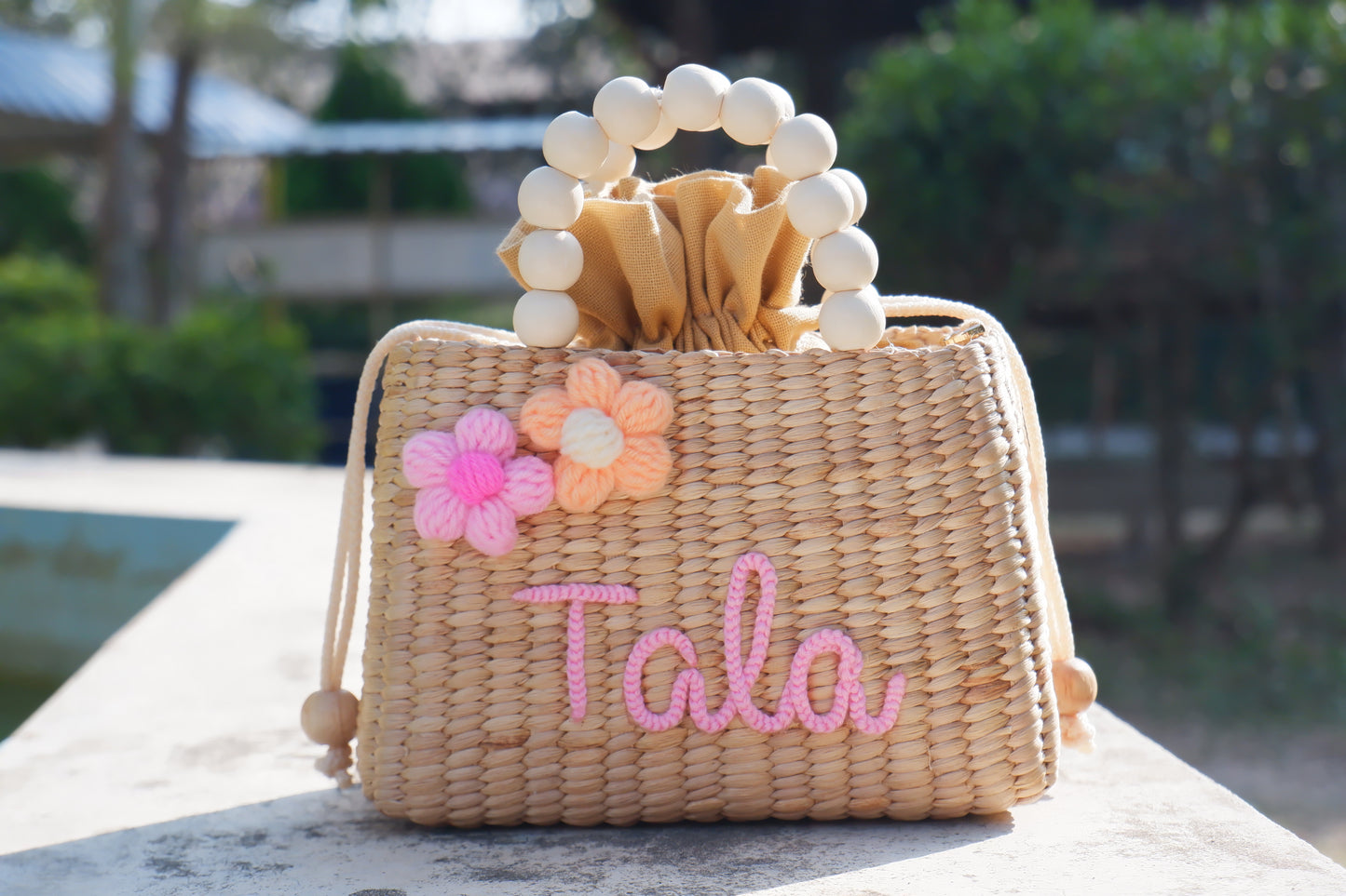 flower girls gift purse for kids straw bag for toddler little girl