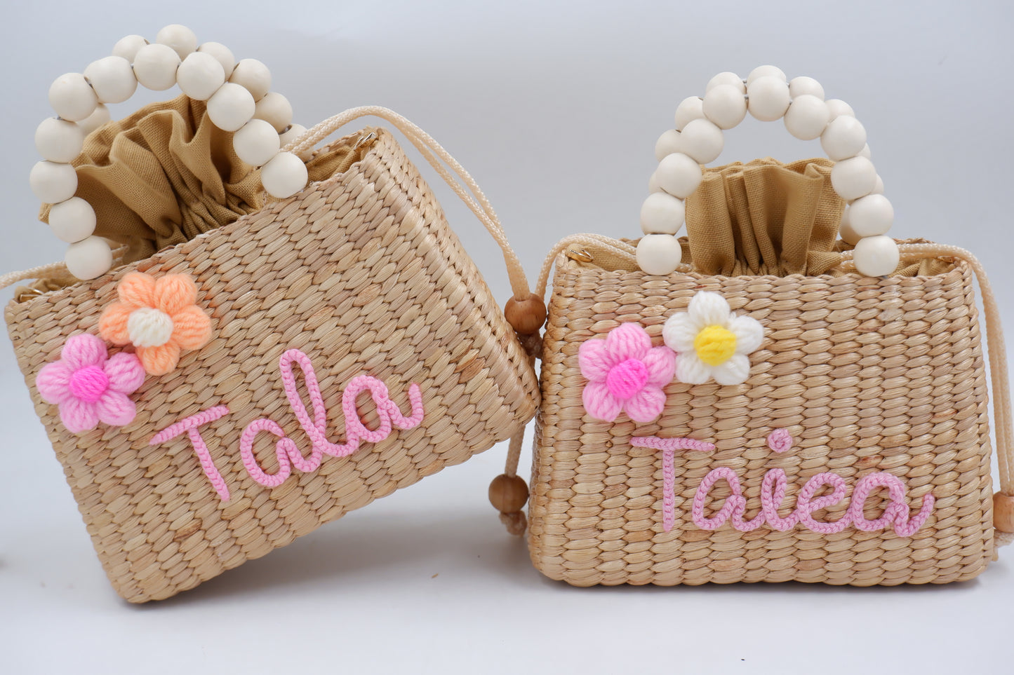 flower girls gift purse for kids straw bag for toddler little girl