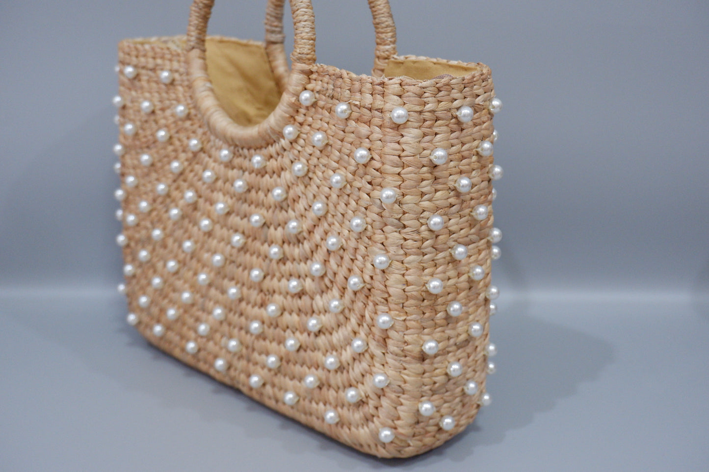 bridal straw bag, wedding handbag with pearls