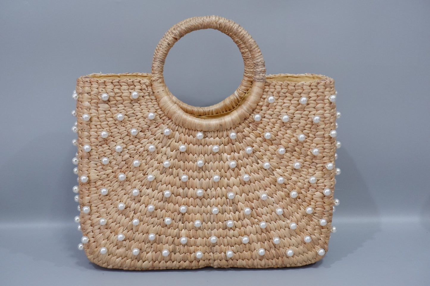 bridal straw bag, wedding handbag with pearls