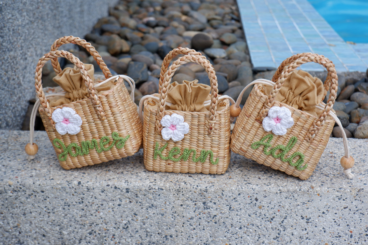 flower girl gift, gift for girl, monogram kids bag, girl straw purse