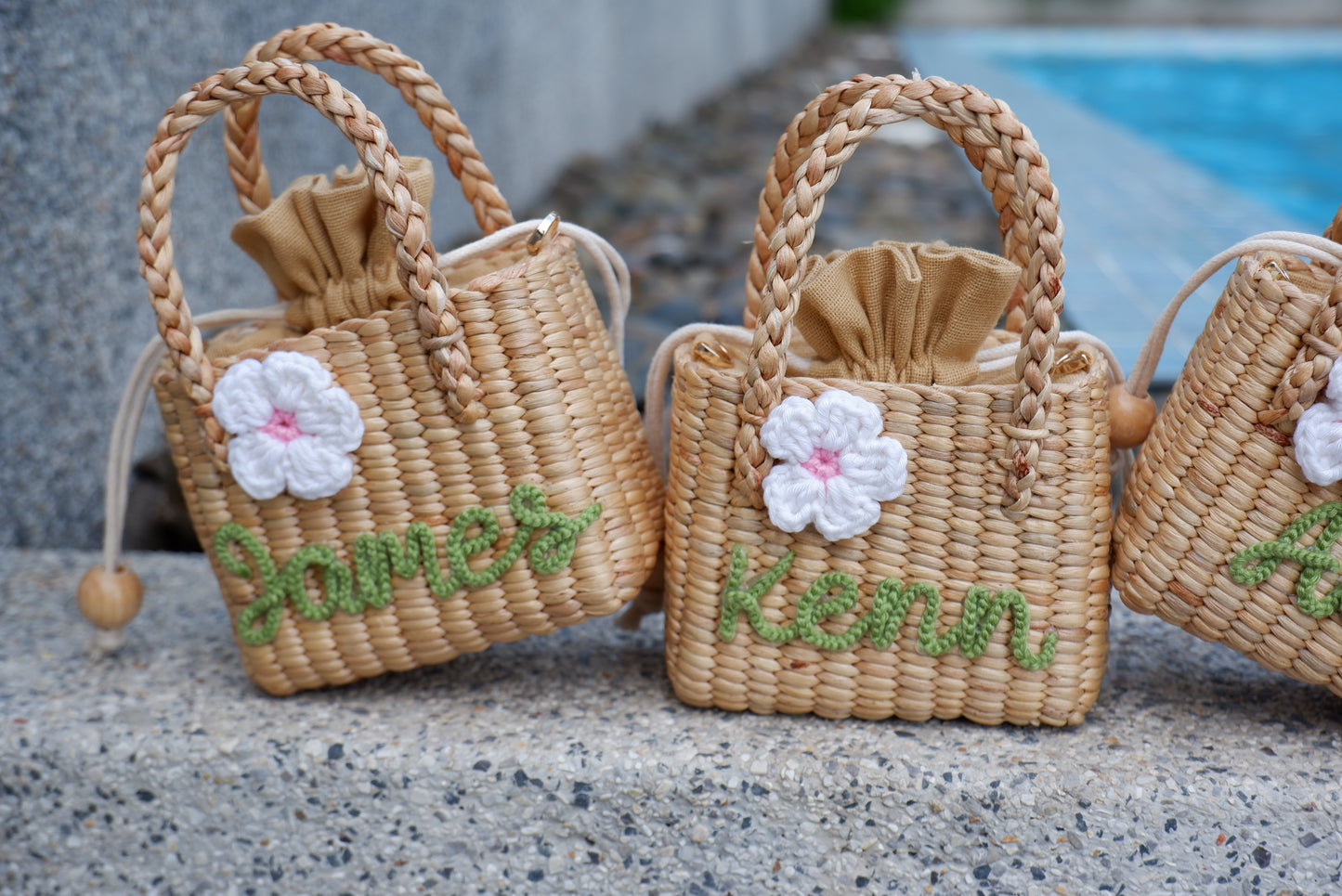 flower girl gift, gift for girl, monogram kids bag, girl straw purse