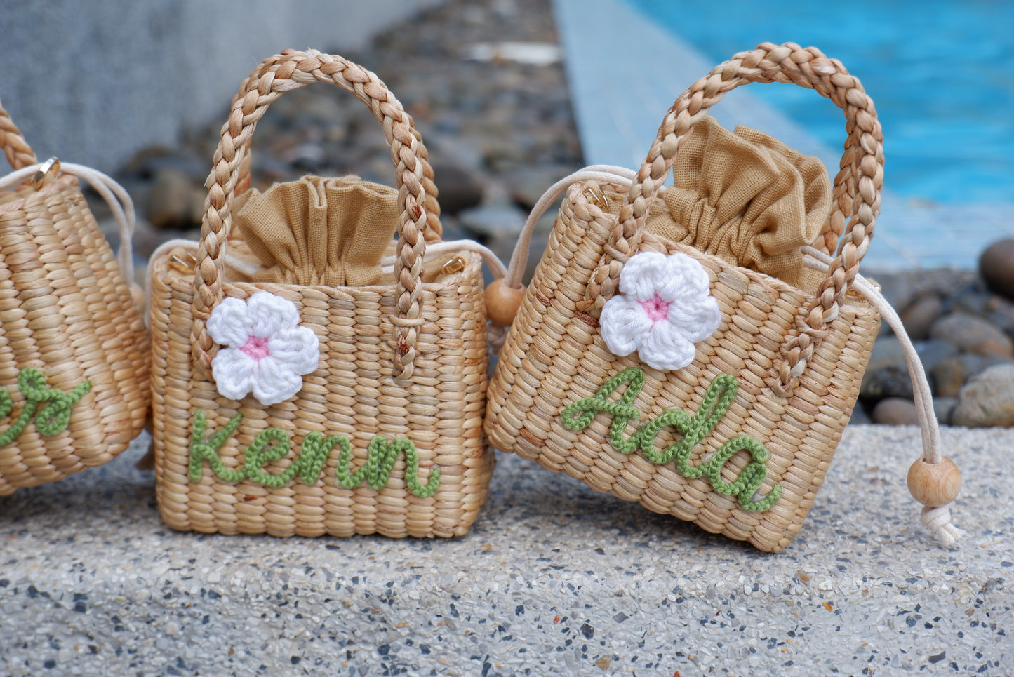 flower girl gift, gift for girl, monogram kids bag, girl straw purse