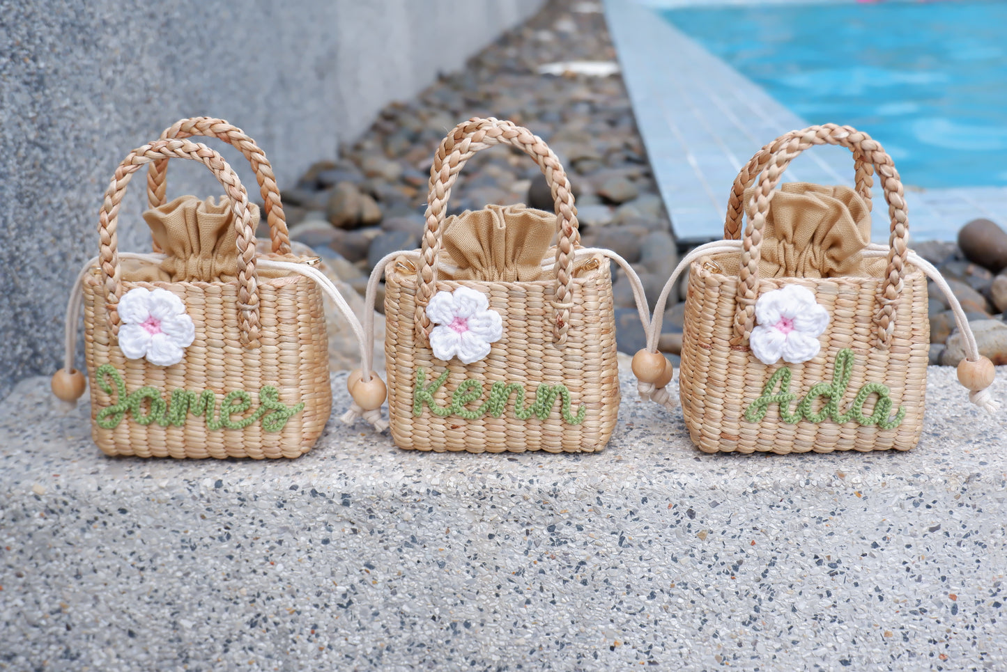 flower girl gift, gift for girl, monogram kids bag, girl straw purse