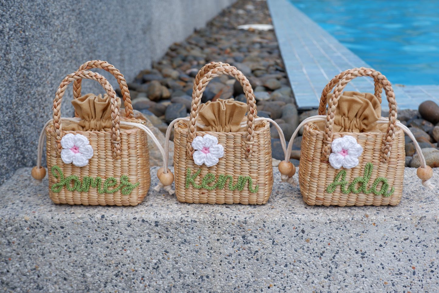 flower girl gift, gift for girl, monogram kids bag, girl straw purse