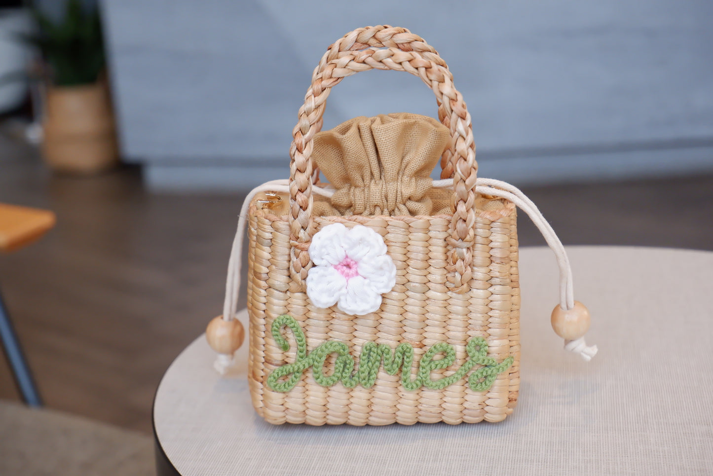 flower girl gift, gift for girl, monogram kids bag, girl straw purse