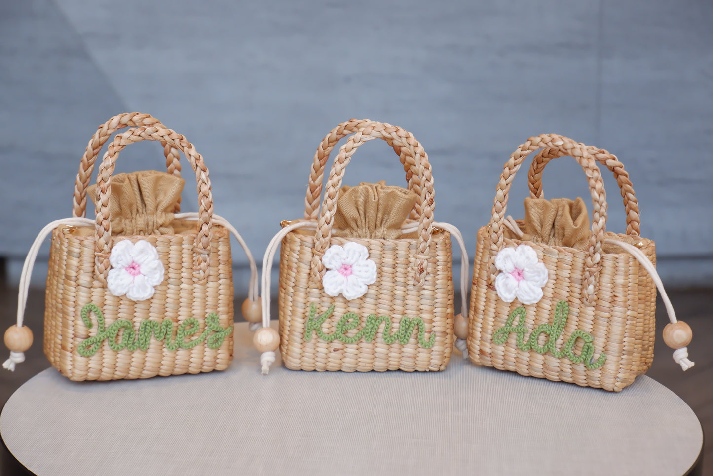 flower girl gift, gift for girl, monogram kids bag, girl straw purse