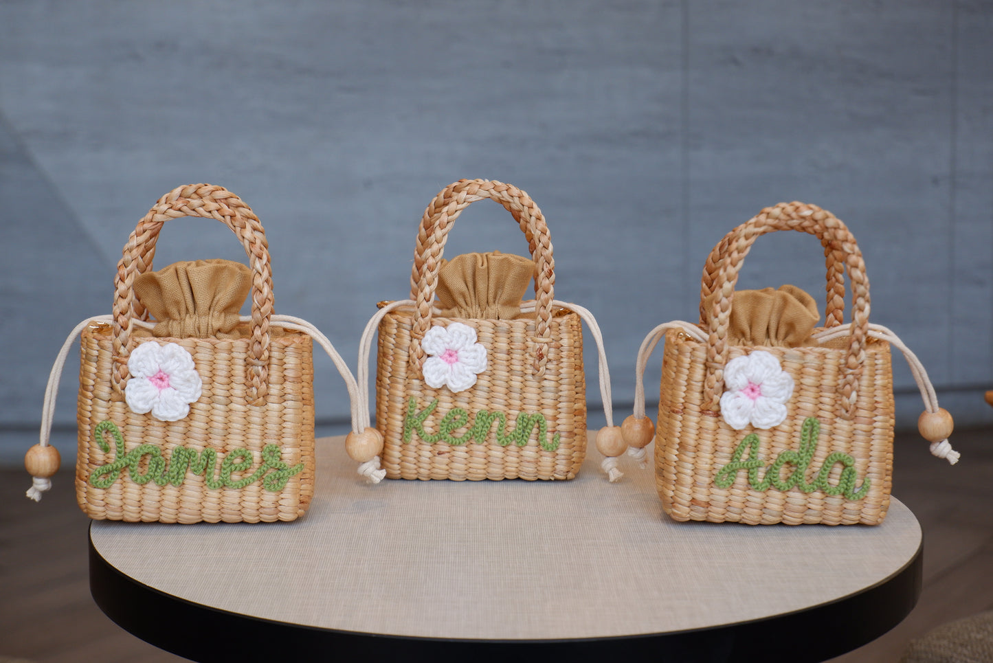flower girl gift, gift for girl, monogram kids bag, girl straw purse