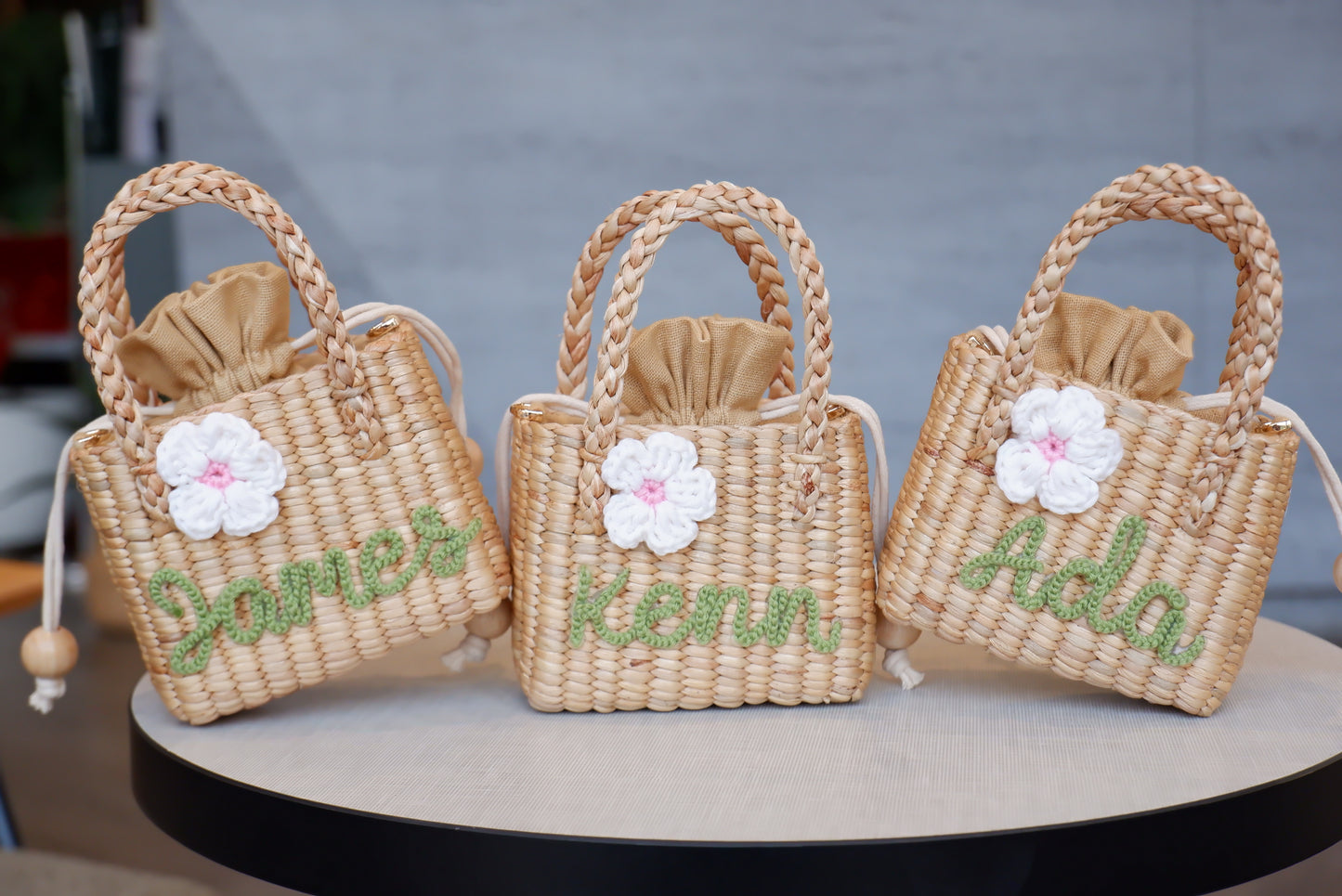 flower girl gift, gift for girl, monogram kids bag, girl straw purse