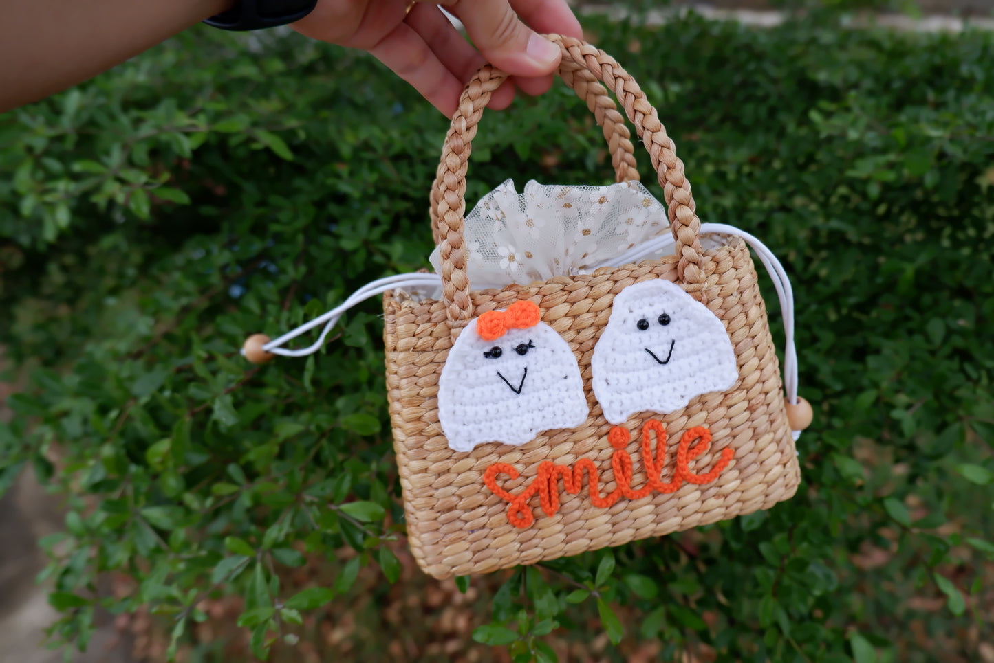 personalized halloween basket , halloween gifts for kids , girl straw purse , halloween pumpkin basket