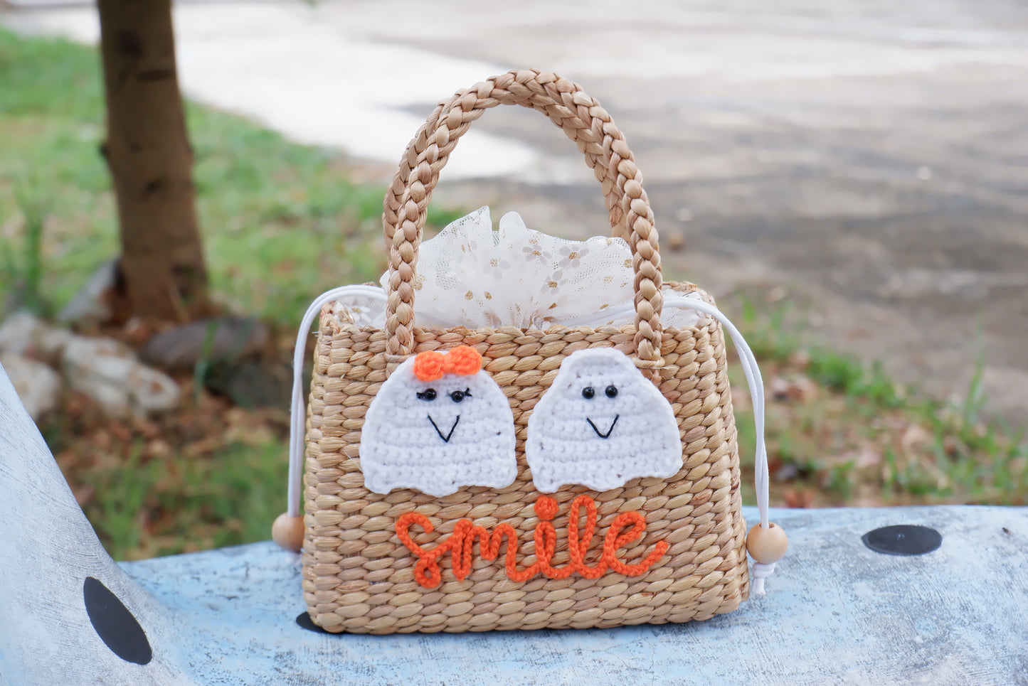 personalized halloween basket , halloween gifts for kids , girl straw purse , halloween pumpkin basket