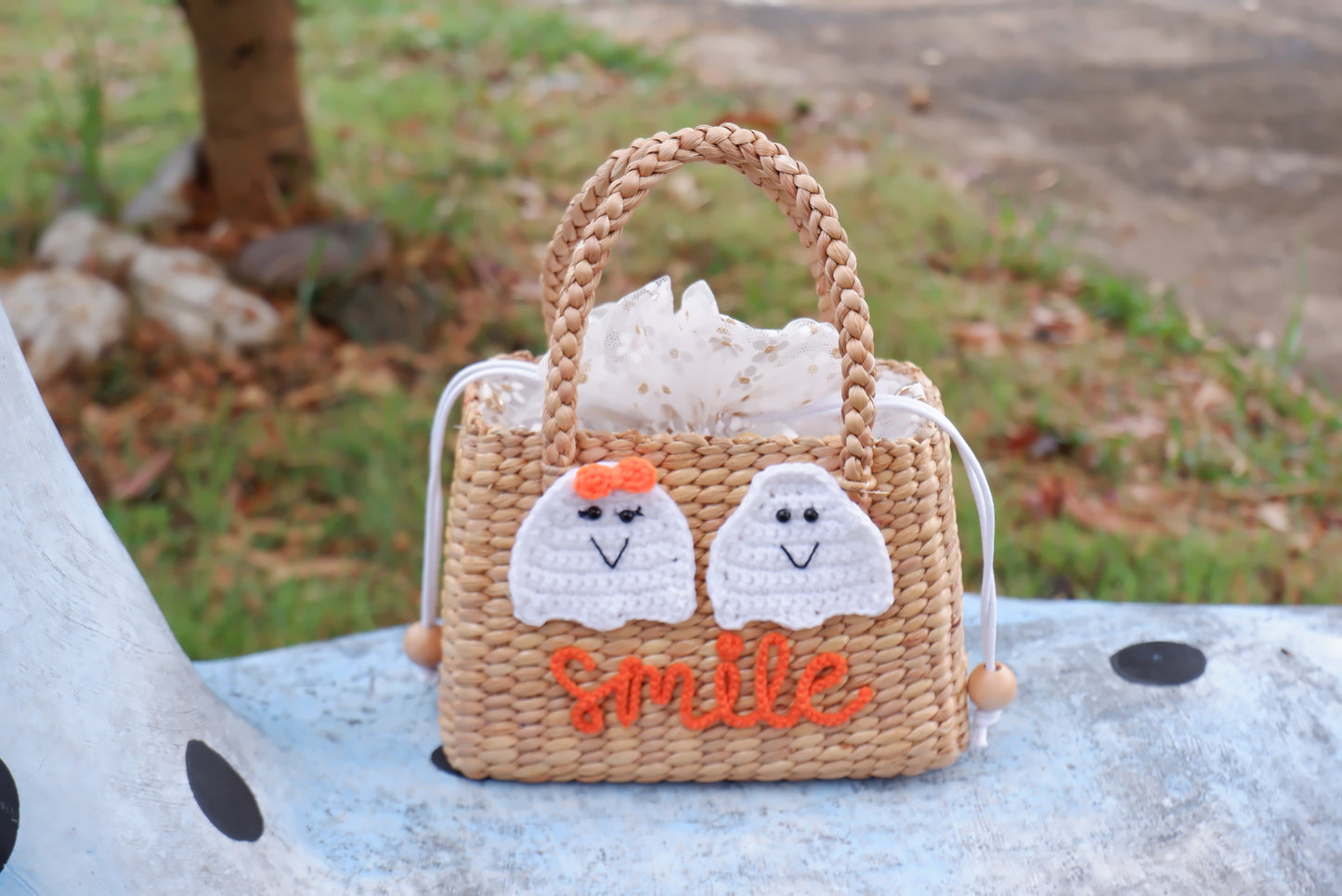 personalized halloween basket , halloween gifts for kids , girl straw purse , halloween pumpkin basket