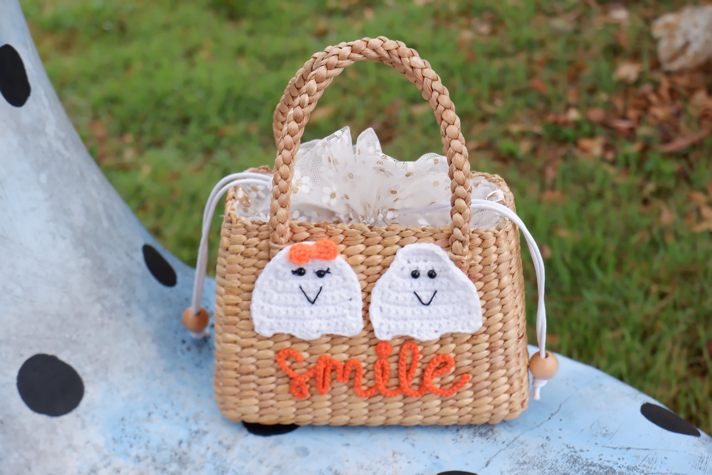 personalized halloween basket , halloween gifts for kids , girl straw purse , halloween pumpkin basket