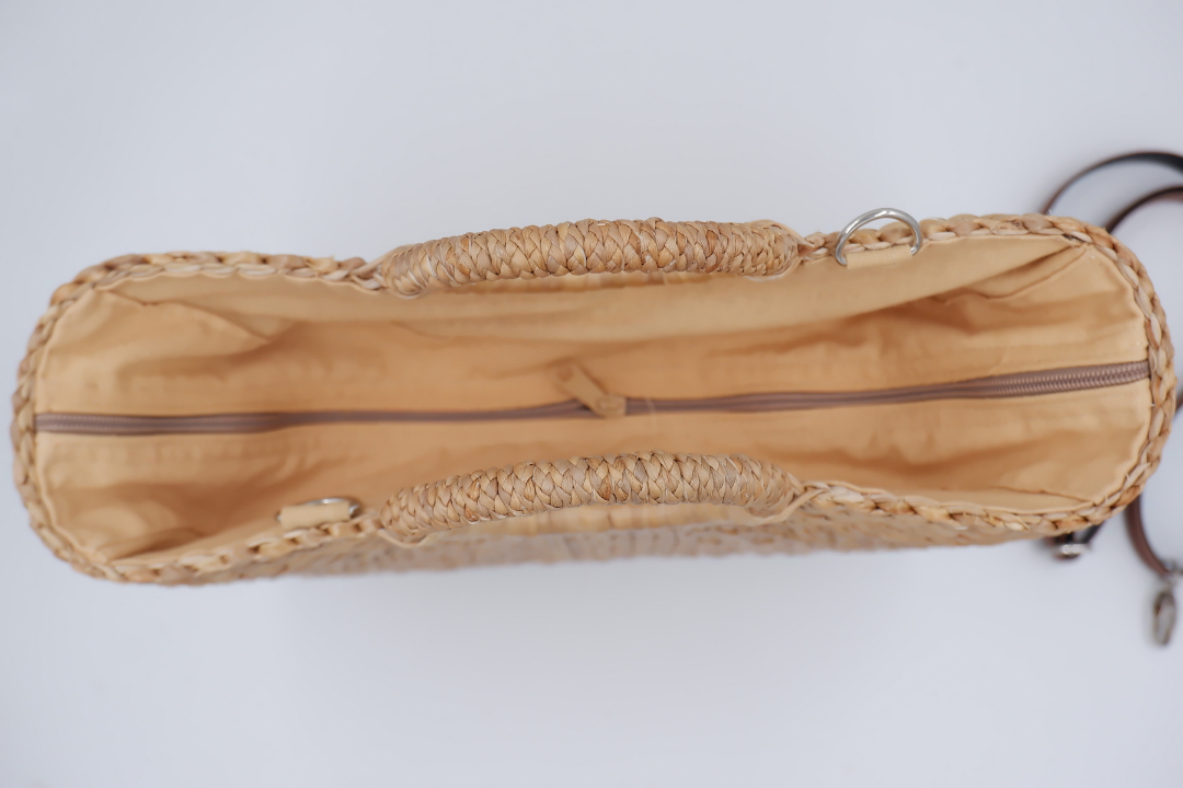 Medium Straw Weave Handbag with Detachable Strap