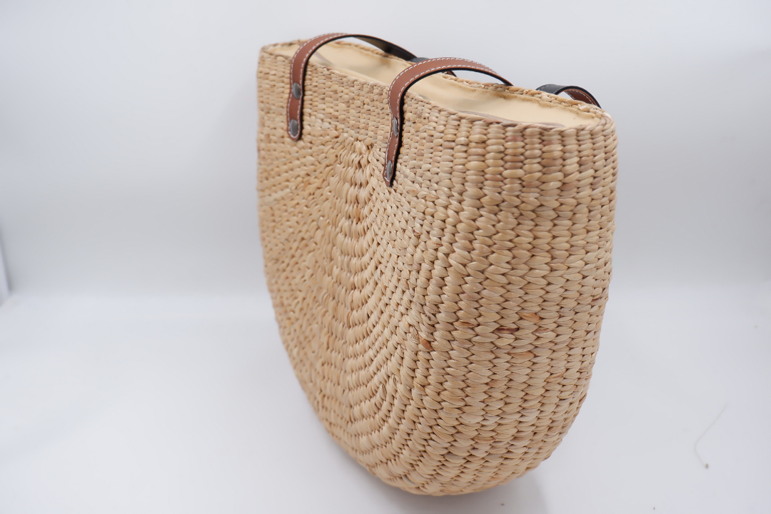 MULTIPLE Color straw tote bag with leather handles