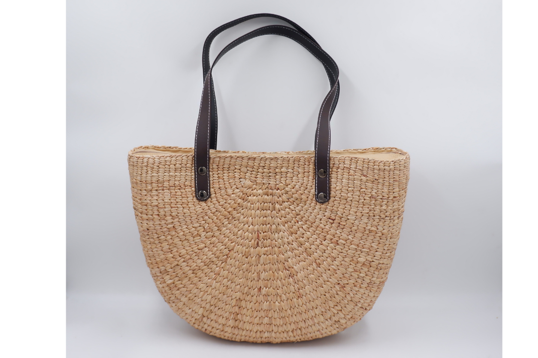 MULTIPLE Color straw tote bag with leather handles