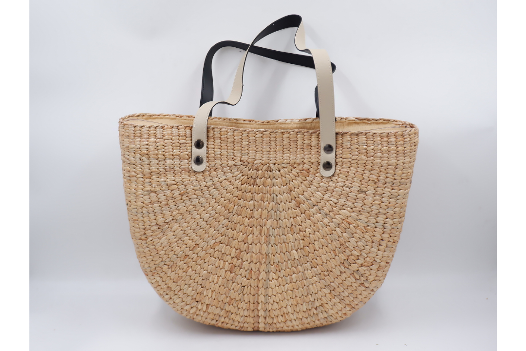 MULTIPLE Color straw tote bag with leather handles
