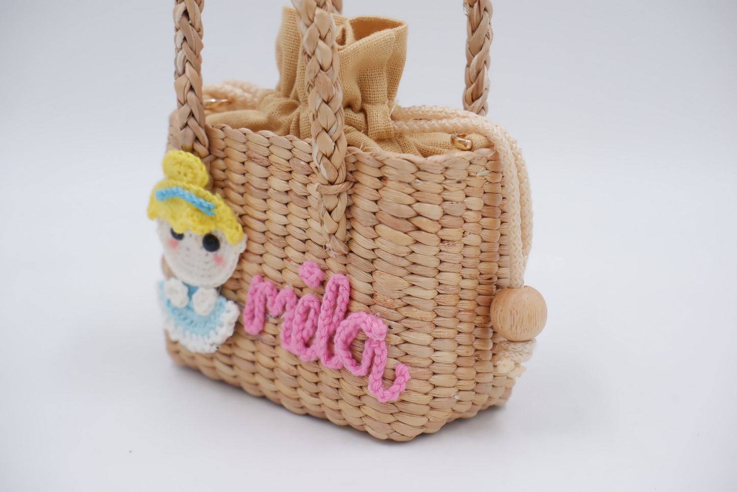Kids bag, personalized straw bag, girls purse