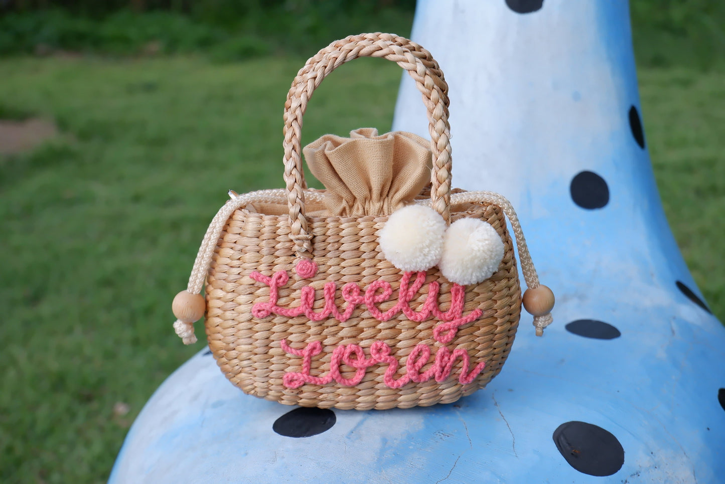 Bag for little girls with pompom