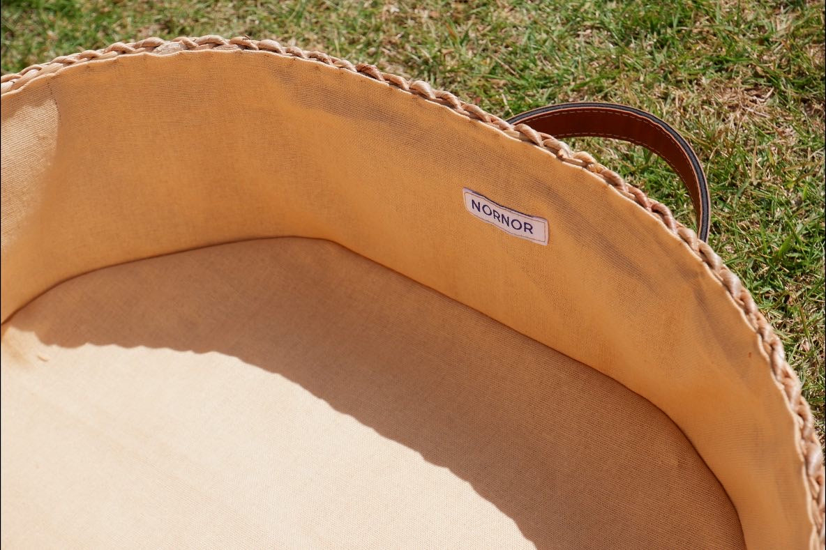 Large Picnic Basket Tote with Leather handle