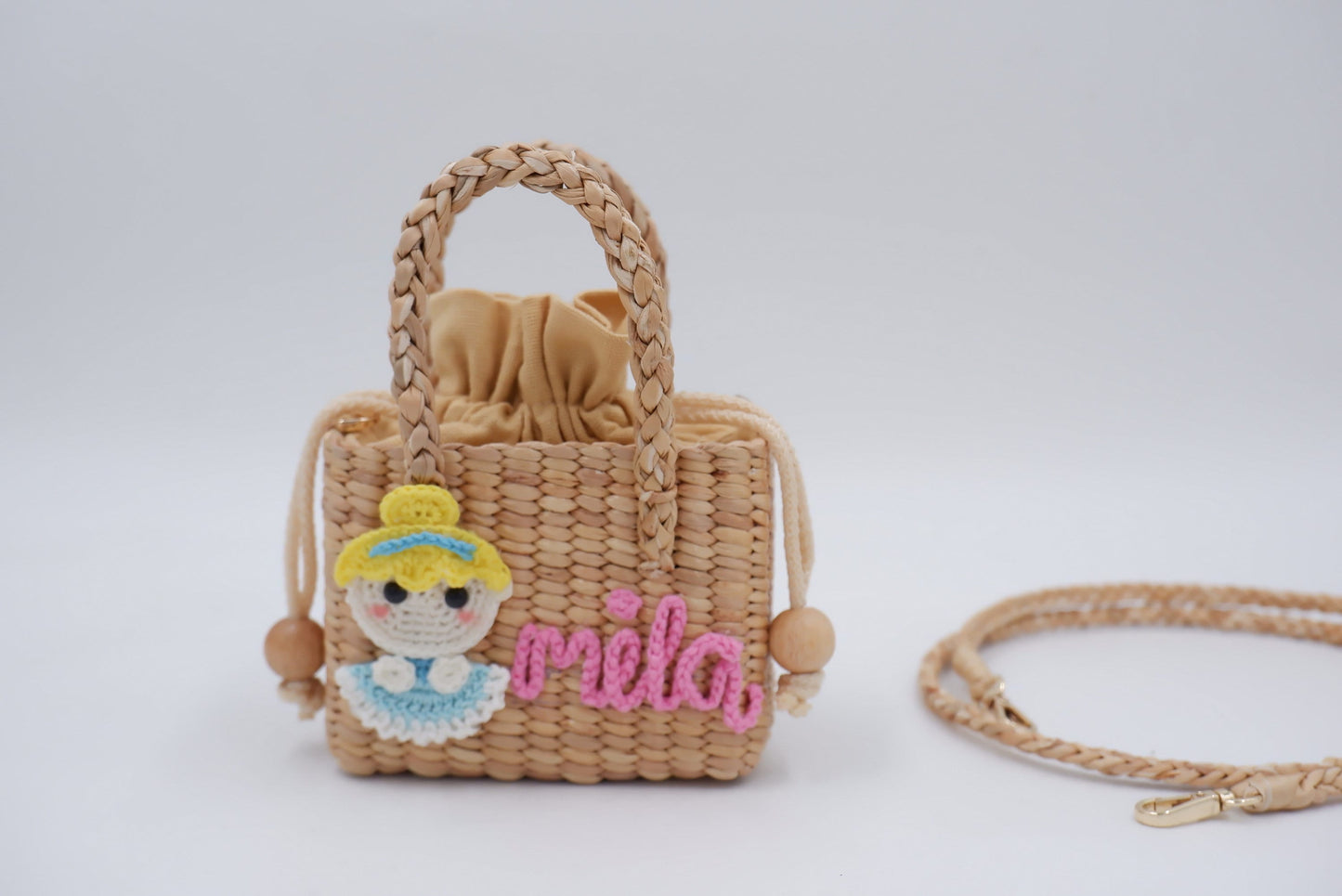 Kids bag, personalized straw bag, girls purse