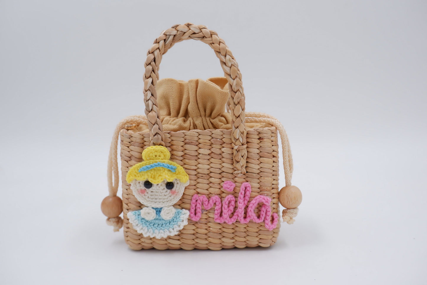 Kids bag, personalized straw bag, girls purse