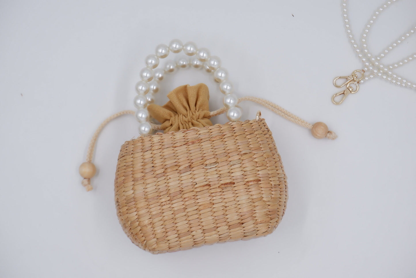 straw bag for kid, kids purse, kid pearl bag