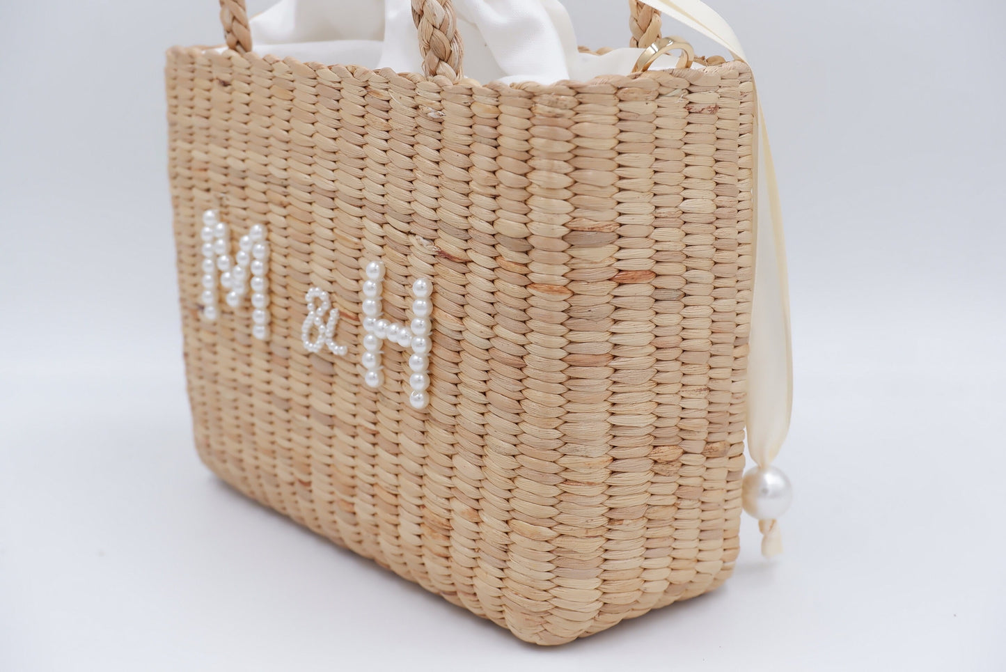 Bride pearl bag Bride bag Personalized Bride Pearl Straw Shoulder Bag