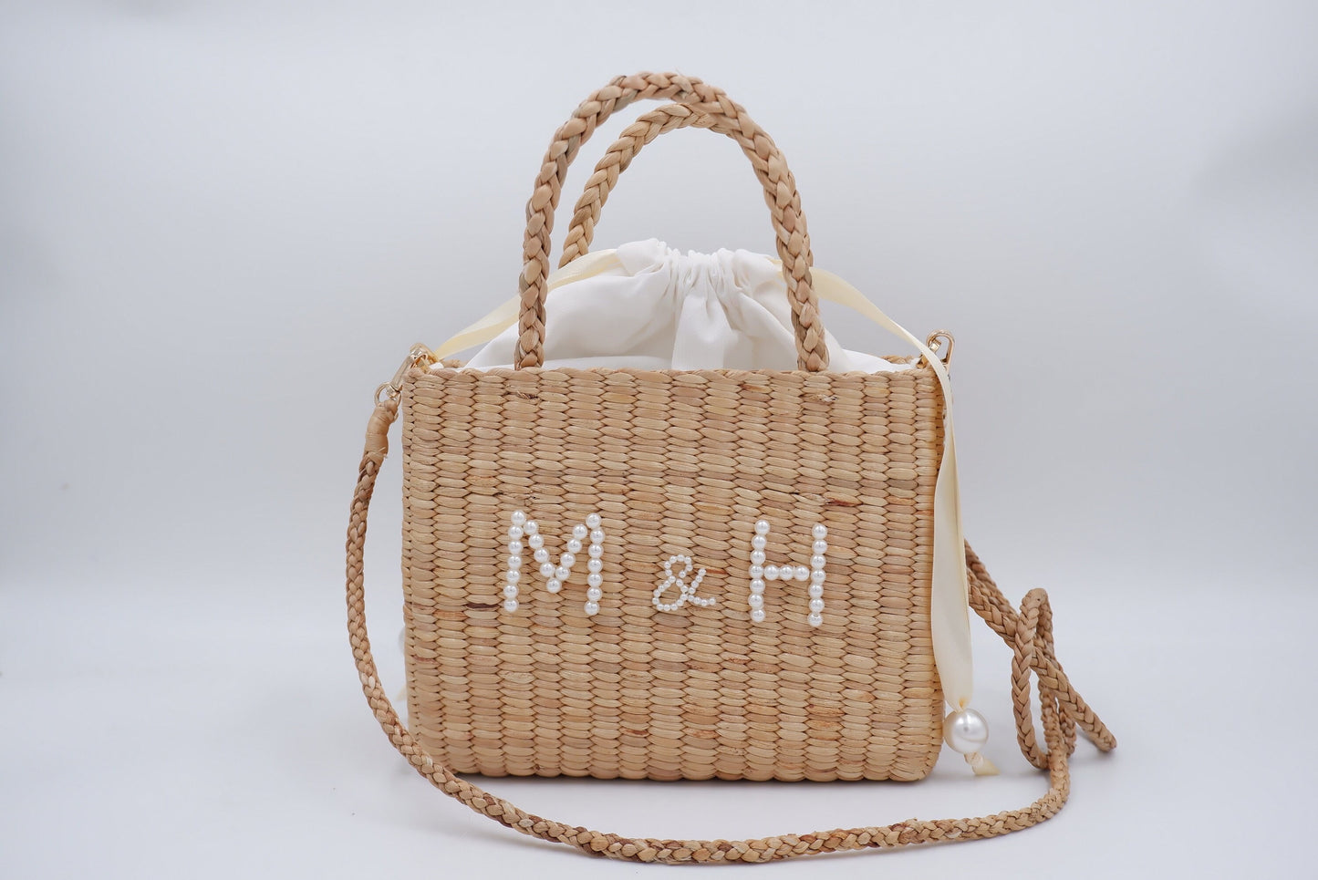Bride pearl bag Bride bag Personalized Bride Pearl Straw Shoulder Bag