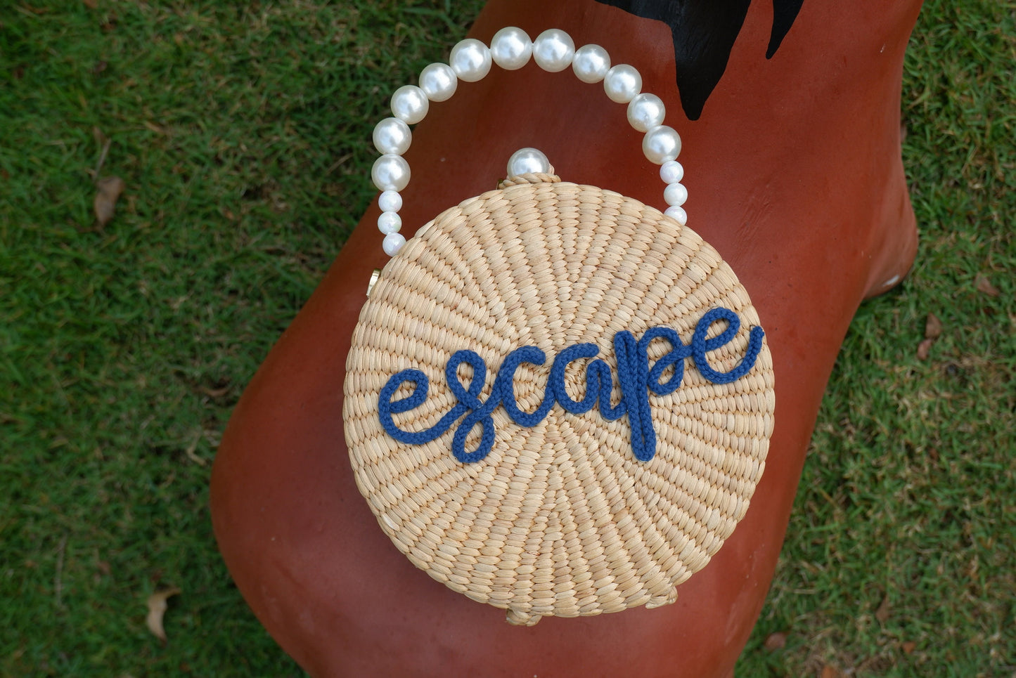 20CM Round Bag Pearl Straw Bag