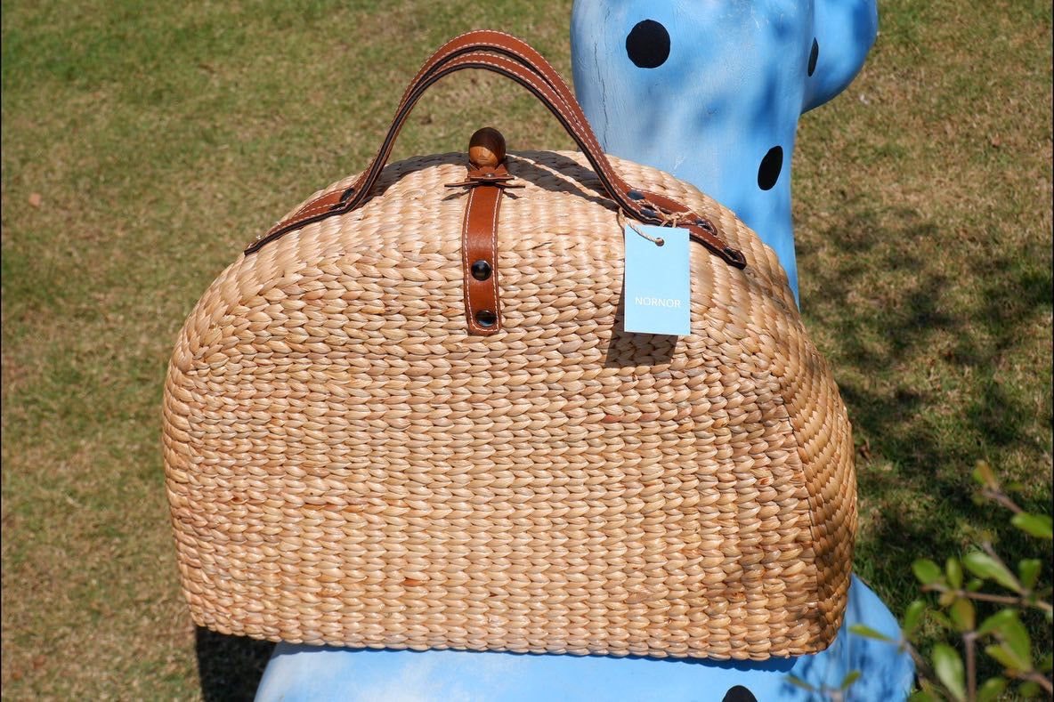 Large Picnic Basket Tote with Leather handle