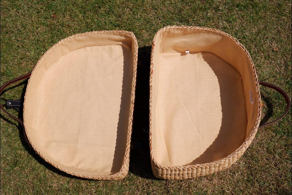 Large Picnic Basket Tote with Leather handle