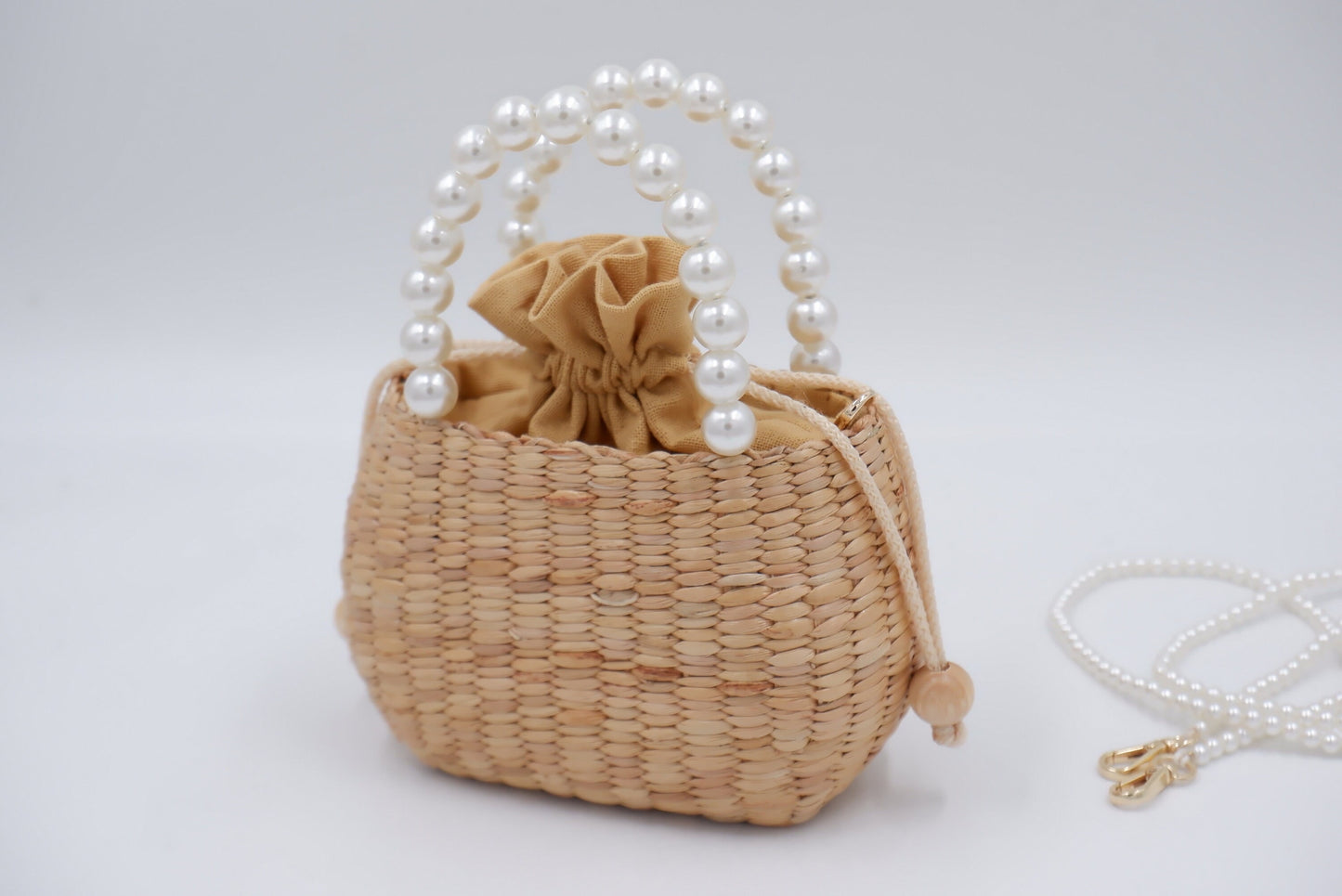 straw bag for kid, kids purse, kid pearl bag