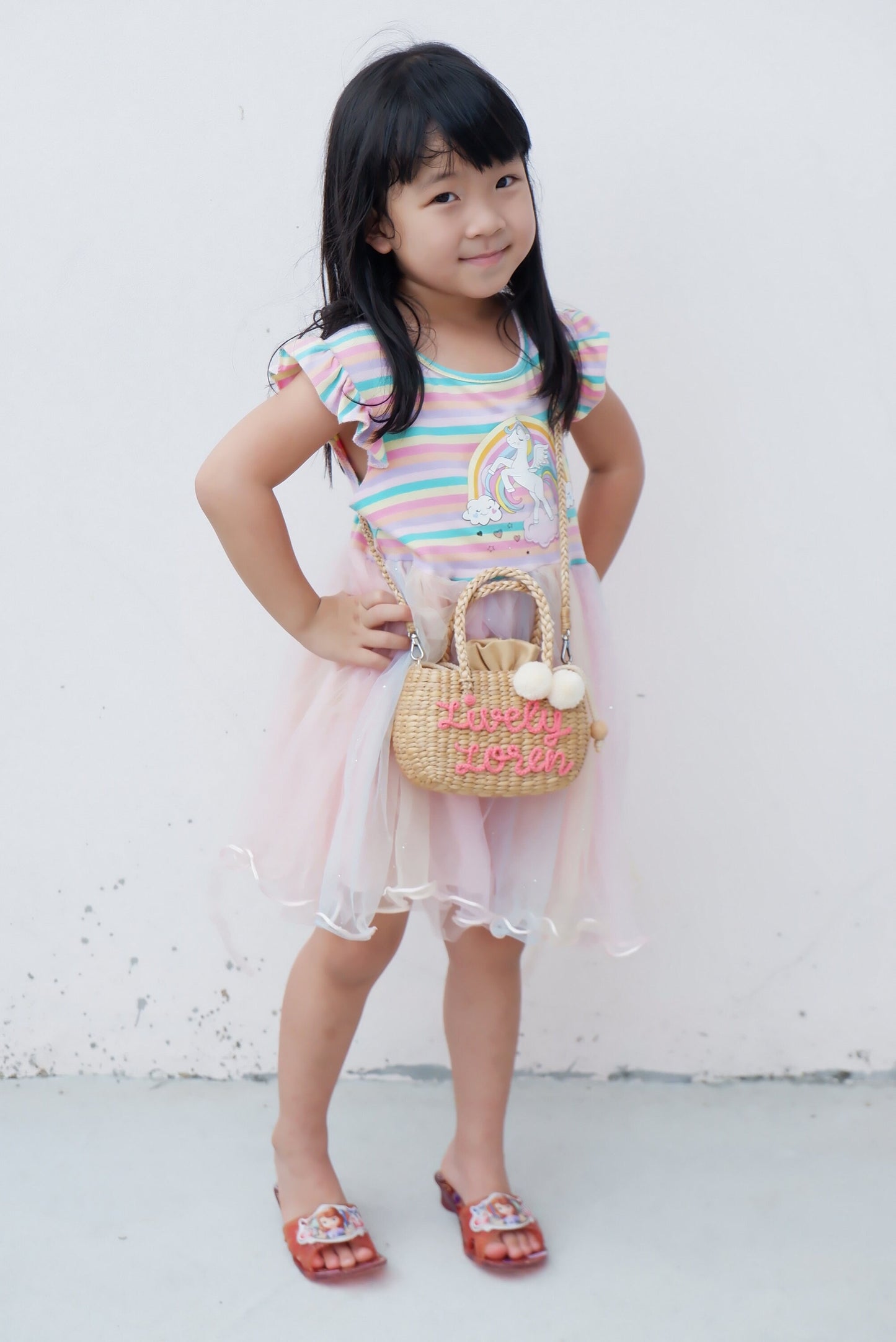 Bag for little girls with pompom