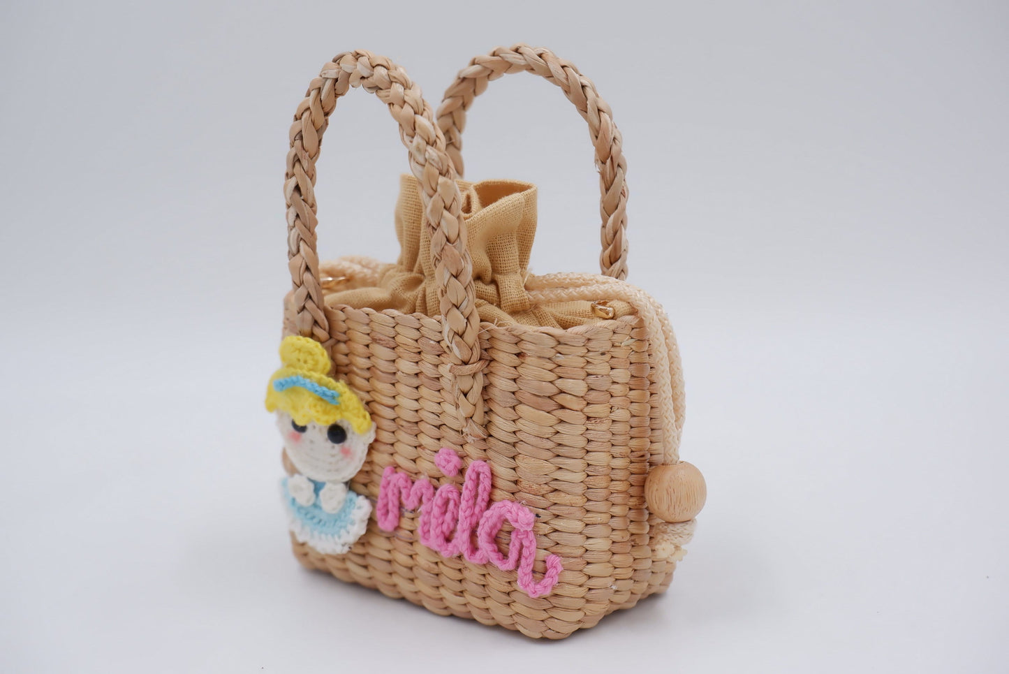 Kids bag, personalized straw bag, girls purse