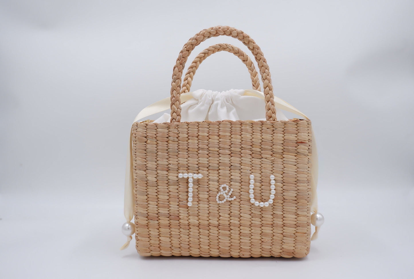 Bride pearl bag Bride bag Personalized Bride Pearl Straw Shoulder Bag