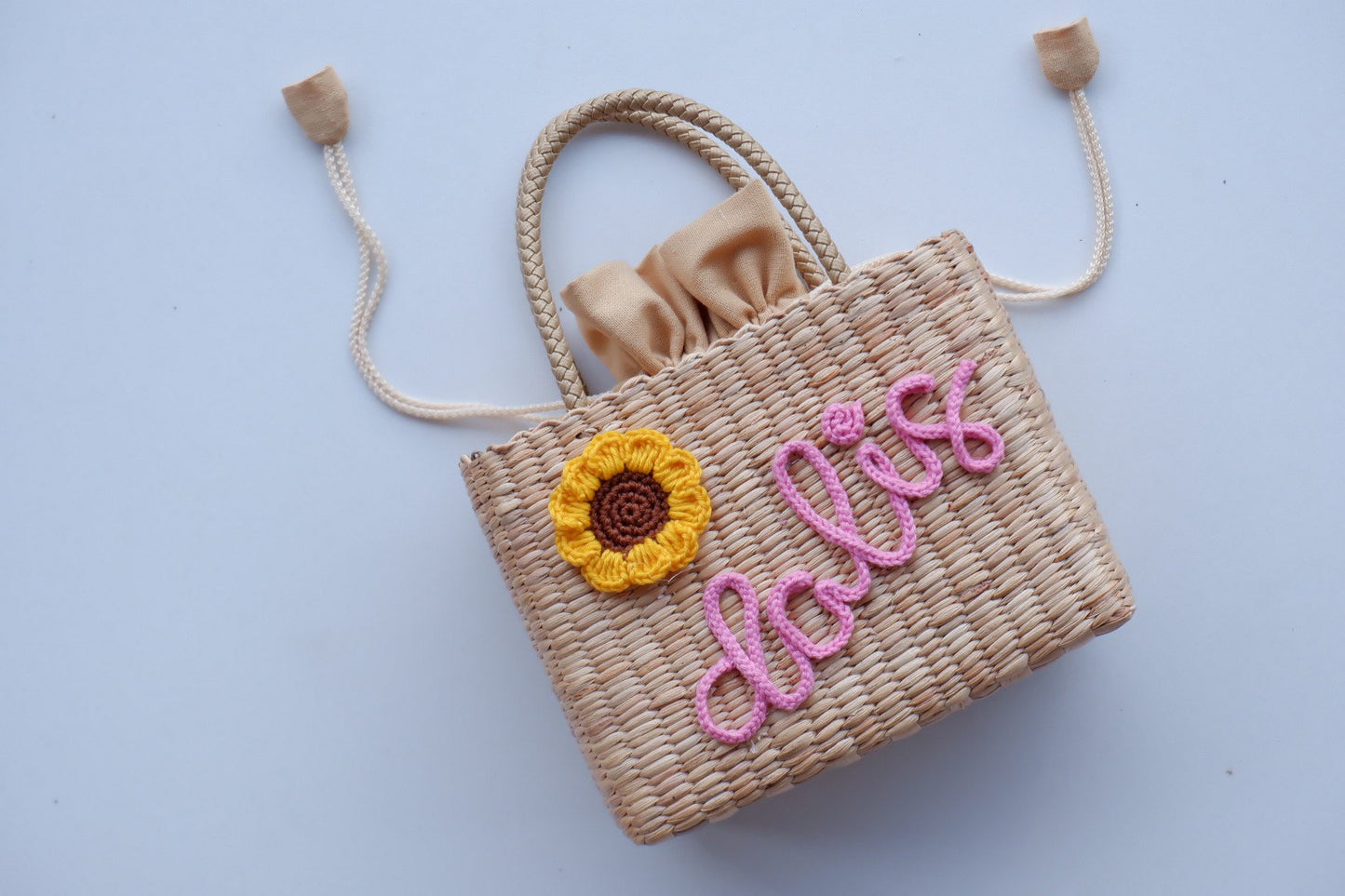 Personalized Kids bag Sunflower Straw Bag