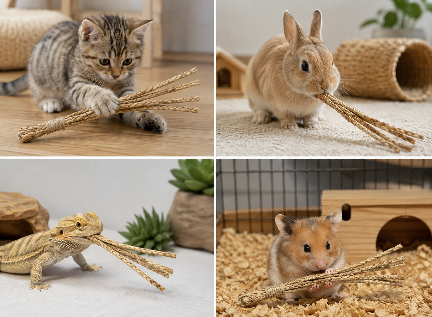 Handmade Water Hyacinth Cat Teaser Toy Set of 2