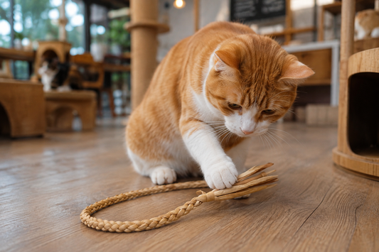 Natural Water Hyacinth Cat Wand Toy for Cats, Rabbits & Small Pets