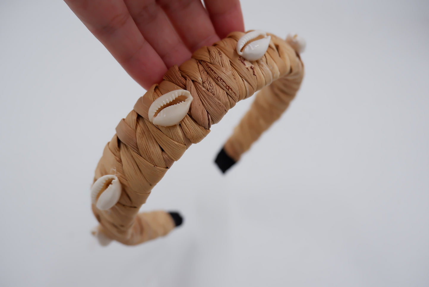 Bohemian Straw Headband – Handmade Woven Water Hyacinth Shell Top Knot Hair hat Accessory