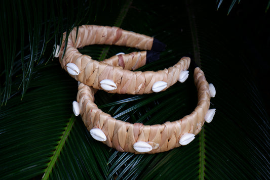 Bohemian Straw Headband – Handmade Woven Water Hyacinth Shell Top Knot Hair hat Accessory