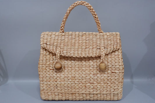 Handmade Water Hyacinth Woven Bag, Vintage Straw Tote, Luxury Boho Beach Bag, Natural Artisan Purse, Eco Friendly Summer Handbag, Resort Style Gift