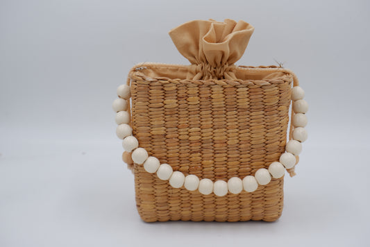 Beaded straw beach bag summer bag