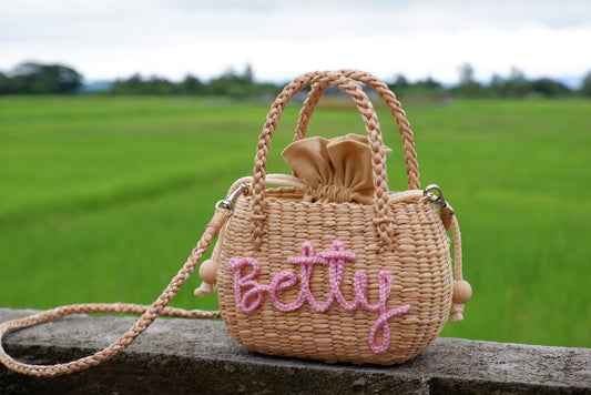 personalized kids straw bag, Little girl purse, wicker handbag for little girl, easter gift bags